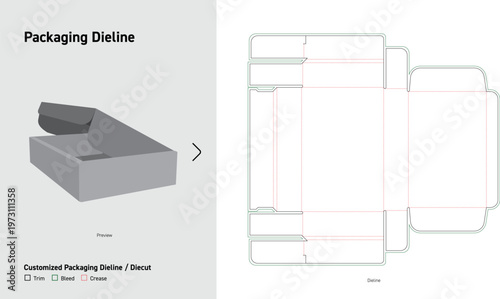 Mailer Box Packaging Dieline Roll End Tuck Front Shipping Box Die Cut Template
