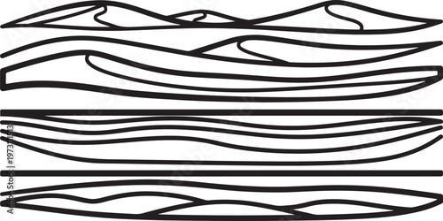 Wavy black lines on a white background illustrating wave propagation Vector