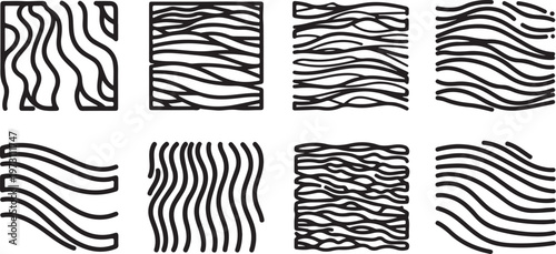 A collection of eight distinct black and white fingerprint patterns Vector