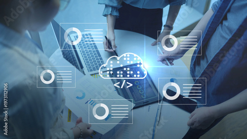 Virtual office AI Cloud storage database system, file storage digital transformation technology, file access, doc sharing business finance, AI-powered analyze AI data center