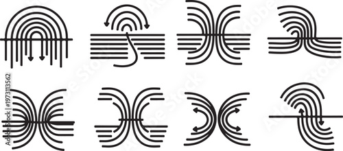 Abstract black and white line art featuring swirling, interconnected patterns Vector