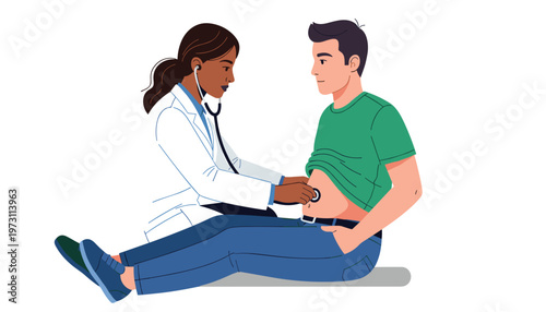 Vector doctor examining a patient with a stethoscope