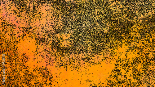 Abstract mottled surface with vibrant orange and dark textures and organic patterns and industrial appearance and grunge design and weathered effect with aged structure.