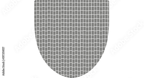 Shield shape formed by a grid of small grey rectangles on a white background