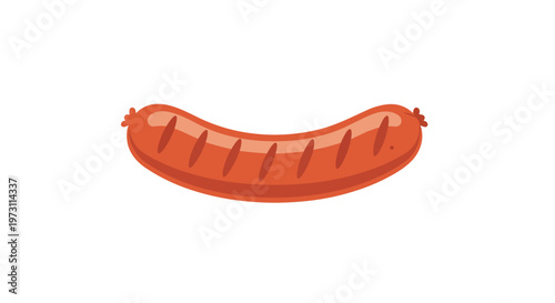 A delightful cartoon illustration of a single, plump, grilled sausage with distinct grill marks, set against a clean white background, perfect for
