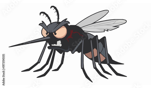 Stylized angry mosquito cartoon vector character illustration