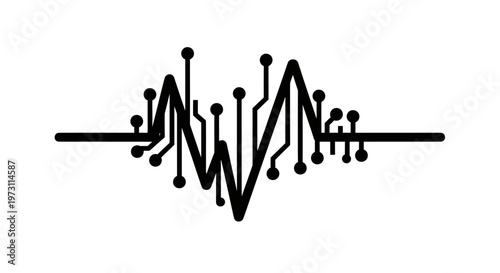 Abstract black circuit board heartbeat pulse