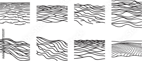Abstract ink and water patterns in black and white with fluid, organic shapes Vector