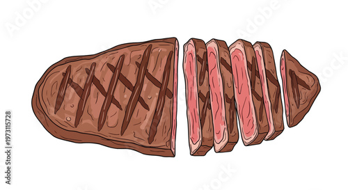 Perfectly Grilled Steak Slices, A Savory and Delicious Culinary Delight