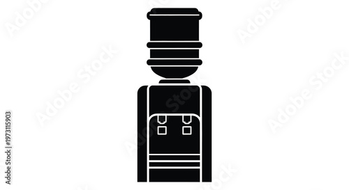 Simple black silhouette of a water cooler dispenser on a white background silhouette