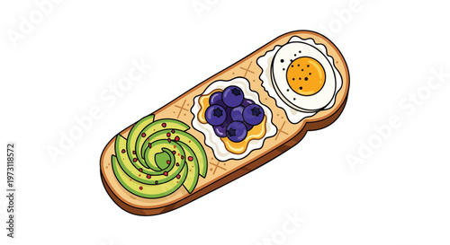 Wholesome Avocado Blueberry Egg Toast A Deliciously Illustrated Breakfast Composition For Healthy Eating Concepts