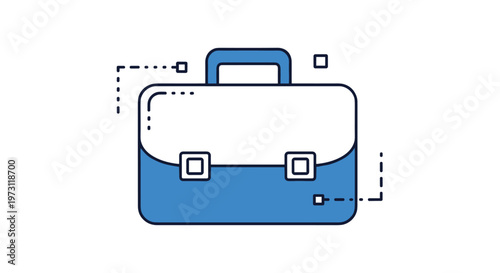 Simple flat line icon of a professional business briefcase representing office work, documentation, and corporate career development.