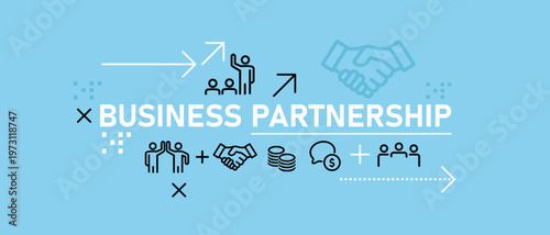 Business partnership icons shaking hands collaboration team working together for mutual growth and financial success professional corporate