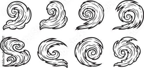 Intricate swirls and curls in a monochrome ink art collection Vector