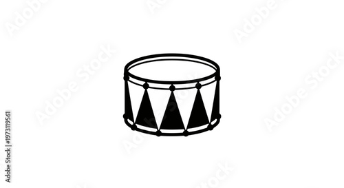 Black and white illustration of a drum with triangular patterns