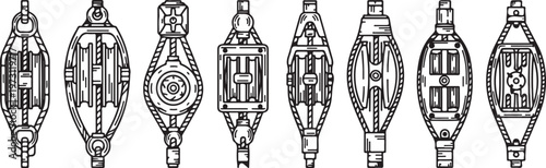 Line drawing collection of vintage perfume bottles with intricate details Vector