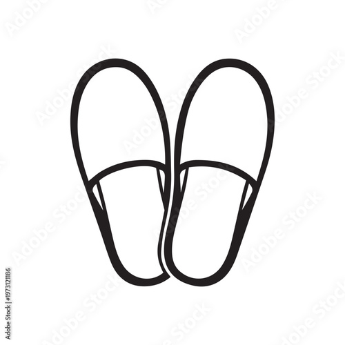 Flat black and white icon of a pair of slippers
