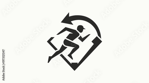 Runner Inside Diamond Shape with Arrow Symbol