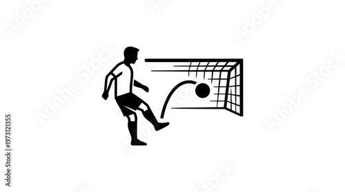 Soccer Player Kicking Ball Towards Goal