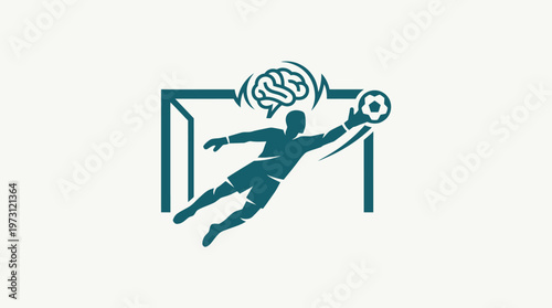 Smart Goalkeeper Making a Save with Brain Icon