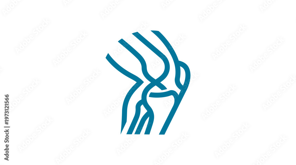 Obraz premium Minimalist Blue Knee Joint Anatomy Icon