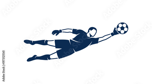Soccer Goalkeeper Diving to Save a Ball