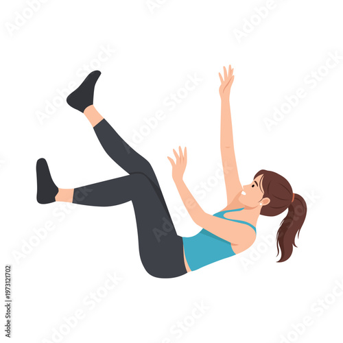 Woman falling backward with surprised expression, accident or loss of balance. Flat vector illustration isolated on white background