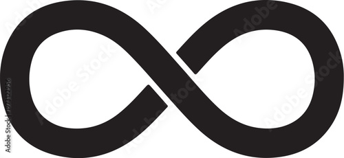 Infinity symbol, black, vector icon, mathematical sign, limitless concept