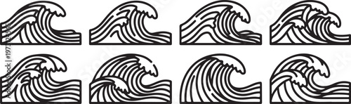 Stylized line art of zebras with intricate mane and tail details Vector