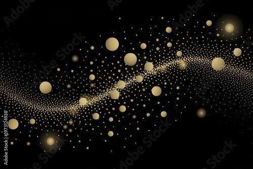 Abstract gold and black dots background. Abstract gold dots on black background