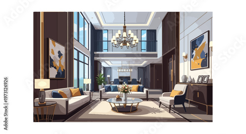 Luxurious Multi-Level Living Space with Contemporary Art and Ample Natural Light