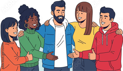 Diverse group of friends sharing a moment of connection and joy together.