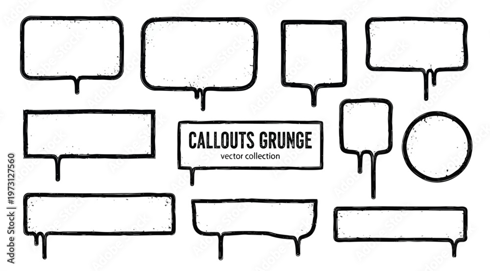 Obraz premium Set of grunge callouts and speech bubbles with dripping paint effect
