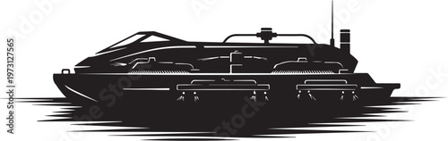 Luxury yacht, boat, silhouette, vector, black, iconic, nautical, watercraft