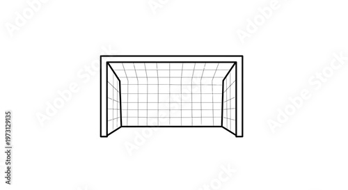 A simple black and white line drawing of a soccer goal with a net, viewed from the front, on a plain background.