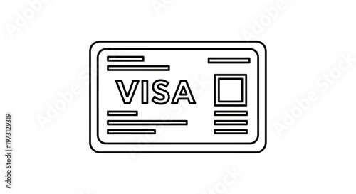 Line art icon of a Visa credit card, representing payment and financial transactions.