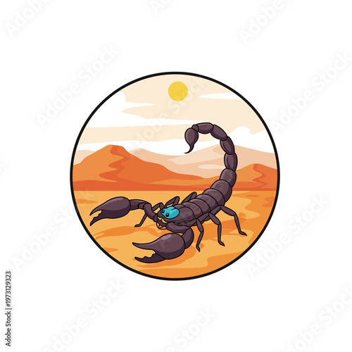 Scorpion in Desert Landscape Illustration