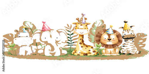 A festive winter celebration vector set featuring a cartoon birthday cake with candles and flowers alongside a reindeer, gingerbread cookie, and Santa toy illustration for a fun holiday gift design