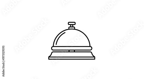 A simple line art illustration of a service bell, commonly used at reception desks or counters, on a white background.