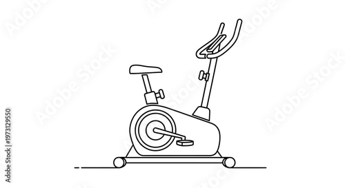 Line art illustration of a stationary exercise bike for indoor fitness training.