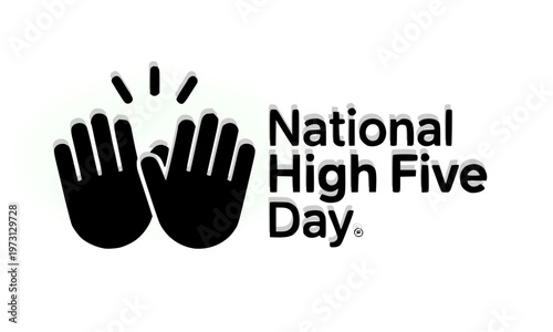 National High Five Day logo with two black silhouette hands clapping together, perfect for friendship, celebration, success, teamwork, and fun social media holiday awareness campaigns.