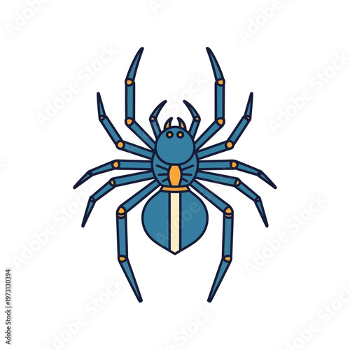 Stylized Blue Spider Insect Illustration