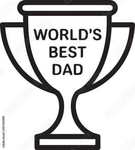 Worlds Best Dad Trophy Icon with Text isolated on white background