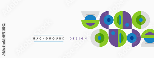 Abstract colorful circles, lines create playful background design. Simple shapes, modern aesthetic, clean presentation.