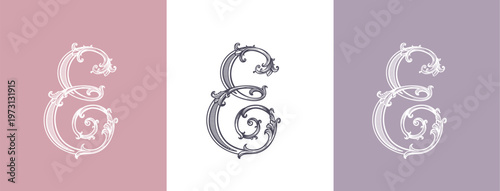 Bild auf Leinwand Luxury logo monogram letter E in vintage ornamental style with decorative elements
