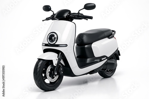 Modern White Electric Scooter on Clean Studio Background