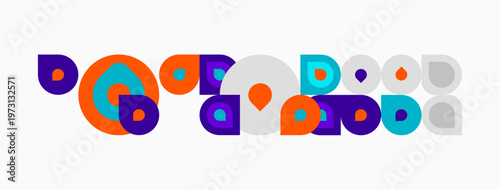 Abstract geometric shapes, circles, squares, purple, orange, blue. Minimalist design, modern art, flat illustration. Clean aesthetic.