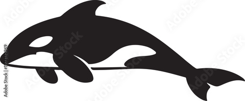 Orca Killer Whale Silhouette Swimming Side View Illustration