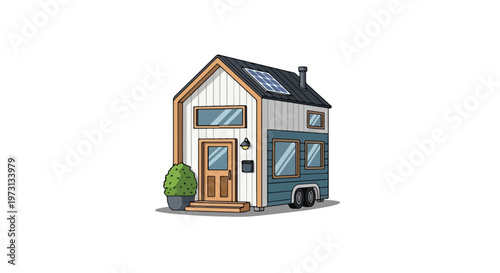 charming tiny house on wheels with solar panels representing sustainable living and minimalist design for modern lifestyles