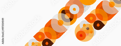 Abstract design features overlapping orange circles, varying shades, diagonal arrangement. Minimalist aesthetic, clean lines, modern composition.